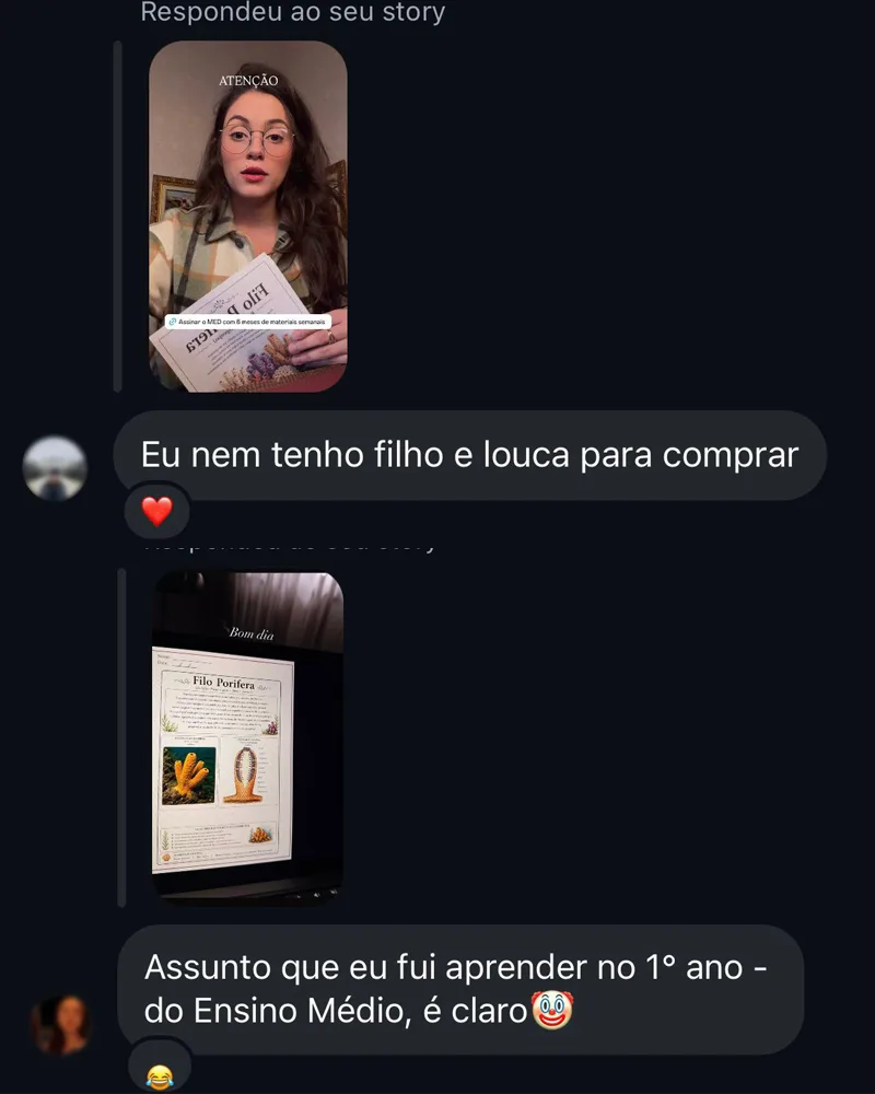 Seguidora responde ao story: “Eu nem tenho filho e louca para comprar ❤”.